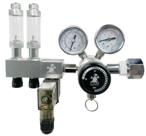 Hydra Aquatics Pro CO2 Regulator Manifold with Dual Stage & Dual Gauge with Solenoid Valve